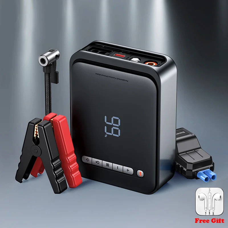 

Baseus 1000A Portable Power Station 2 In 1 Car Jump Starter Power Bank Air Compressor Inflator Pump Car Battery Charger Booster