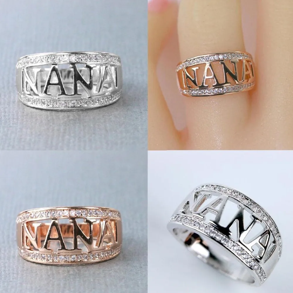 Модное женское кольцо изысканное Нана с фианитом буква Рождественский подарок