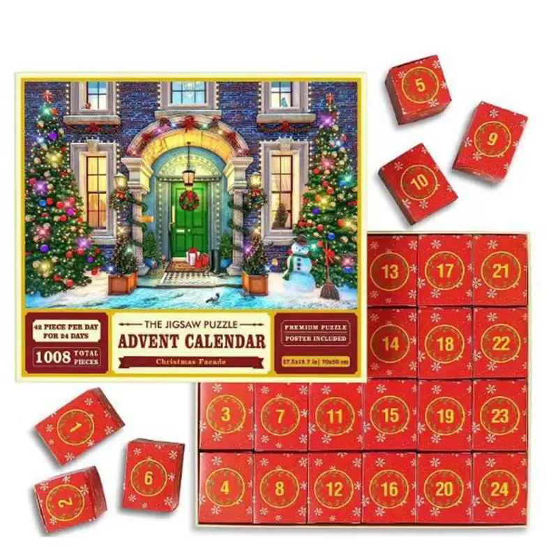 

Christmas Puzzle Advent Calendar Jigsaw Puzzle 1008 Pce 24 Box Christmas Countdown Calendar Wooden Christmas Decor for Adult Kid