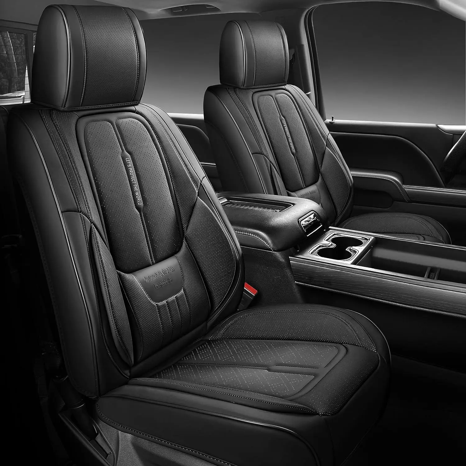 

Чехлы Silverado для сидений, подходят для 2007-2023 Chevy Silverado GMC Sierra 1500/2500HD/3500HD Crew, двойная Обычная кабина из кожи