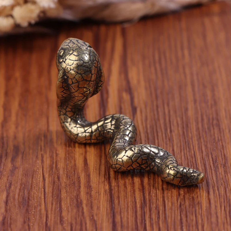 Античная бронзовая Кобра змея миниатюрные фигурки медные резьбы Зодиак животные
