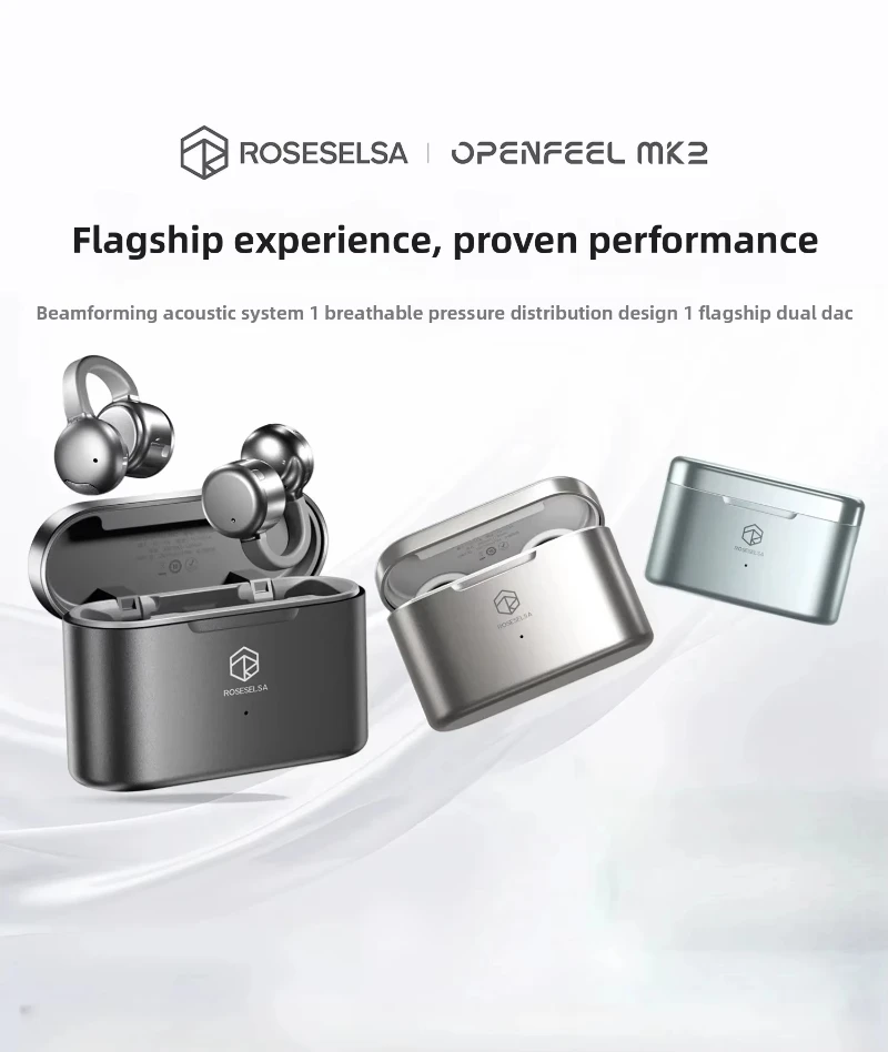 Фото ROSESELSA Openfeel Mk2 — беспроводные Bluetooth-наушники с двойным ЦАП, HiFi-звуком и открытой конструкцией, спортивные наушники для бега и фитнеса. №2