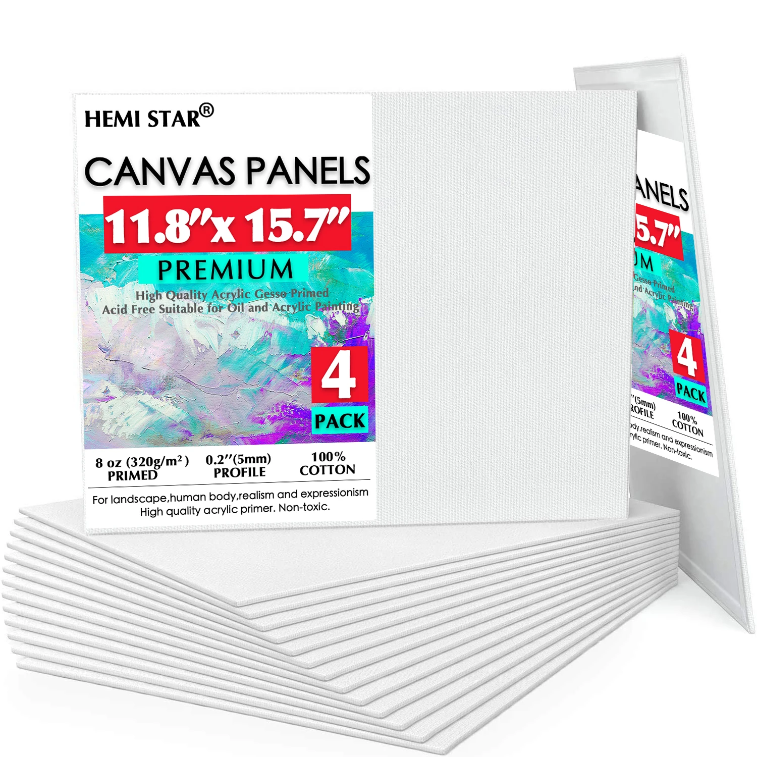 

Painting Canvas Panels 4 Pieces 100% Cotton Artist Canvas Board for Painting,30x40cm-11.8x15.7in Primed Acid Free Art Canvas