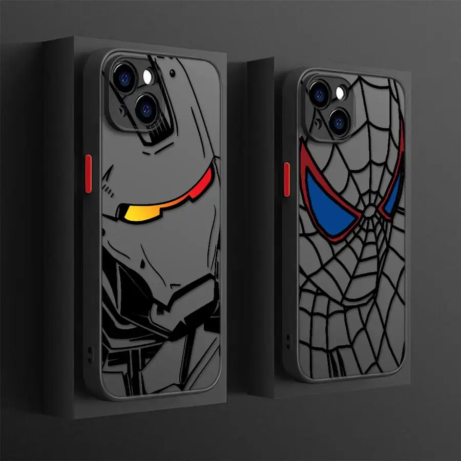Фото Крутой чехол для телефона Marvel: Железный человек, Человек-паук для iPhone 17e, 17, 16e, 16, 15, 14, 13, 12, 11 Mini, Pro, Air, Max, Plus – матовый прозрачный чехол №2