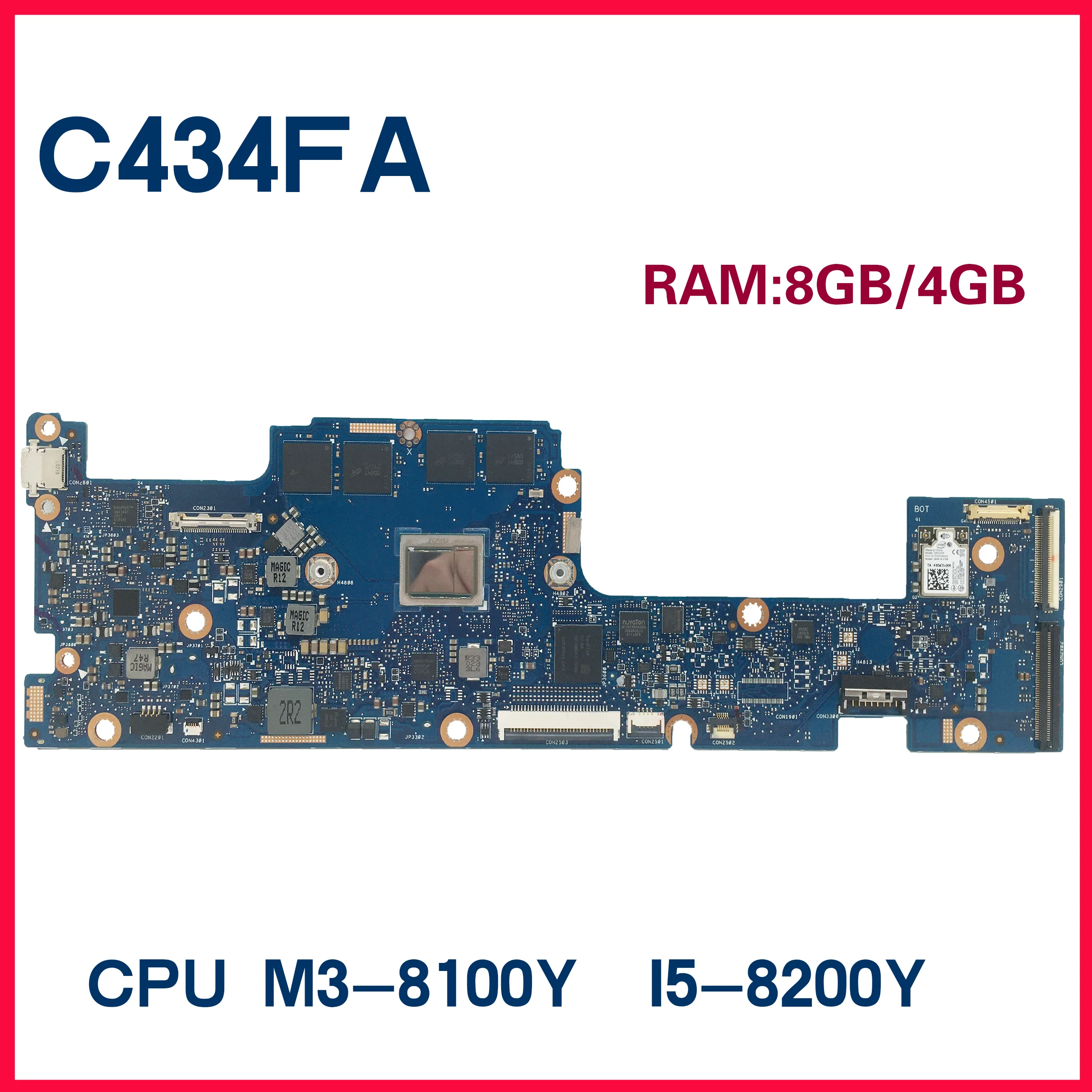 

Dinzi C434TA Mainboard For ASUS Chromebook Flip C434 C434T Laptop Motherboard With M3-8100Y I5-8200Y RAM-4GB/8GB SSD-64G/128G