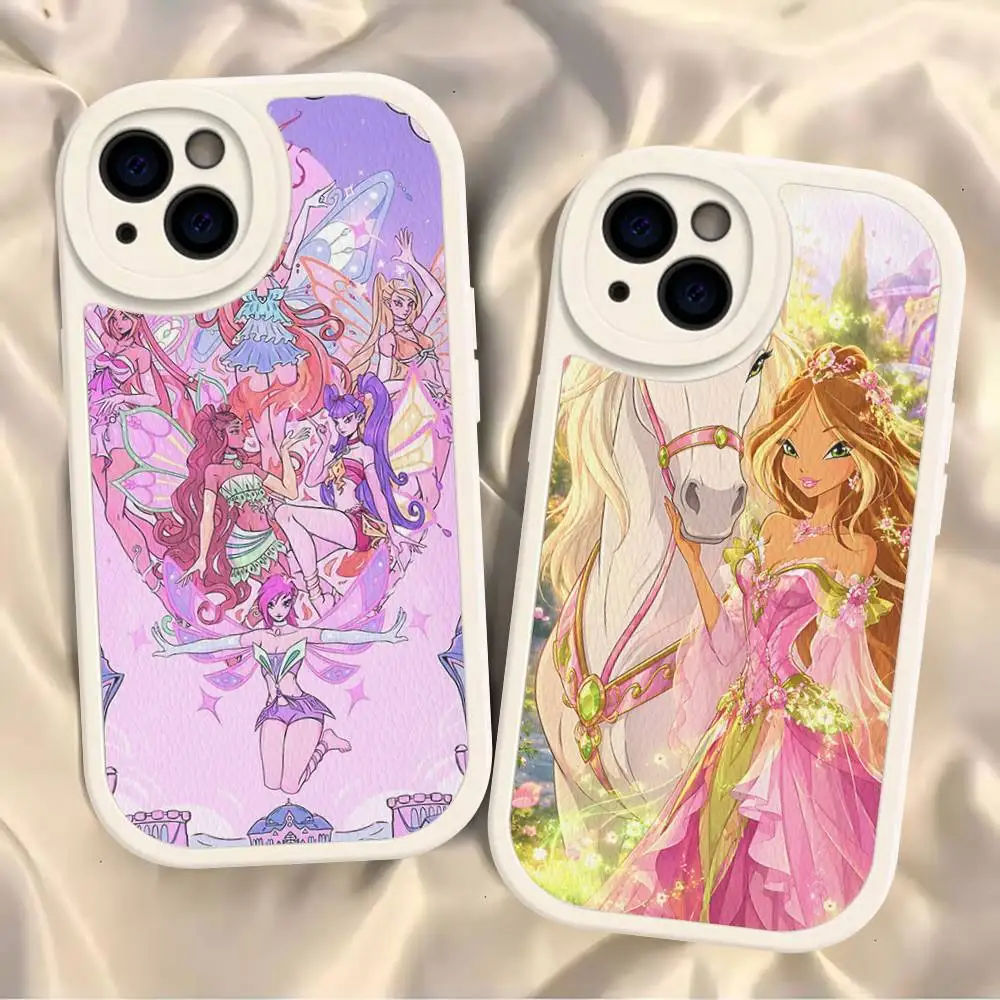 Фото Кожаный чехол для телефона Girl-W-Winx Catoon Clubs для iPhone 15 14 13 Pro Max 12 11 16 Plus №2