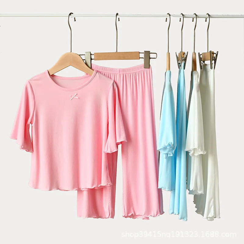 

1-10 Years Solid Color Baby Girls Clothes Sets Summer Modal Children Clothes 2PCS Baby Pajamas Kids Clothing Sets