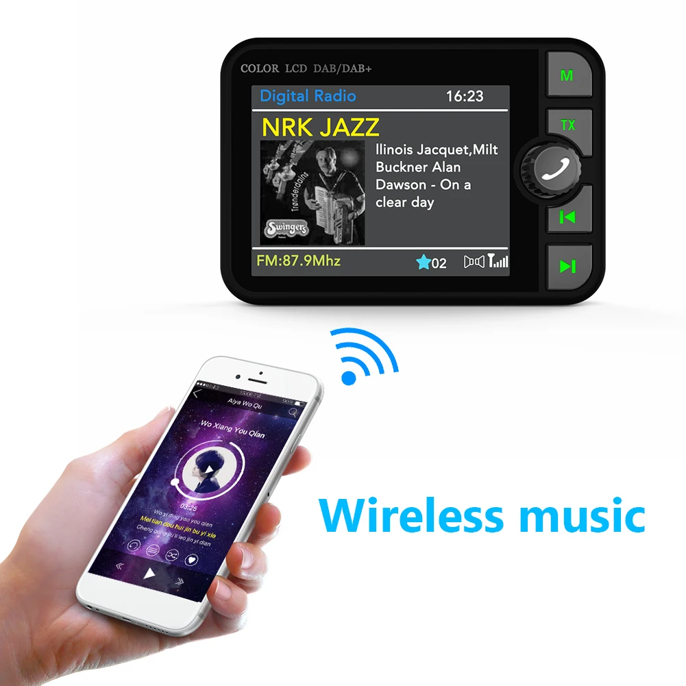 

Стерео DAB радио 2,4 дюймов ЖК цветной экран цифровой сигнал трансляции адаптер Bluetooth-совместимый 5,0 DAB + приемник цифровое радио
