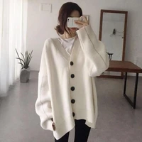 fursarcar long sleeve v neck knitted sweater woemn autumn winter korean harajuku casual cardigans female solid loose jacket