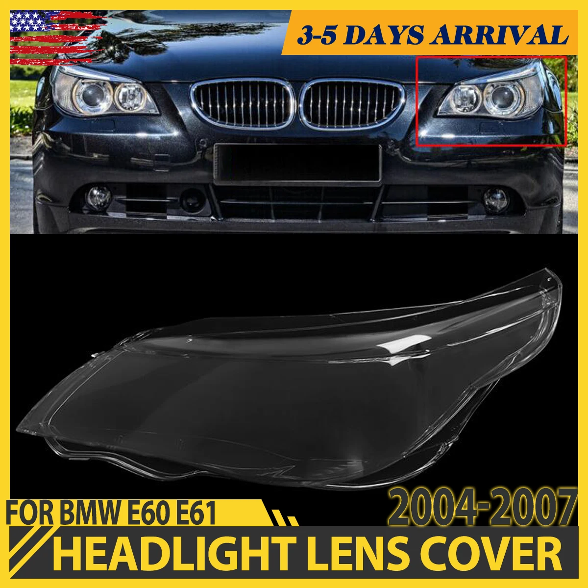 

Right&Left Car Headlight Lens Glass Lampcover Cover Lampshade Shell for BMW E60 E61 25I 530I 545I 550I 2003-2010 Headlight Cover