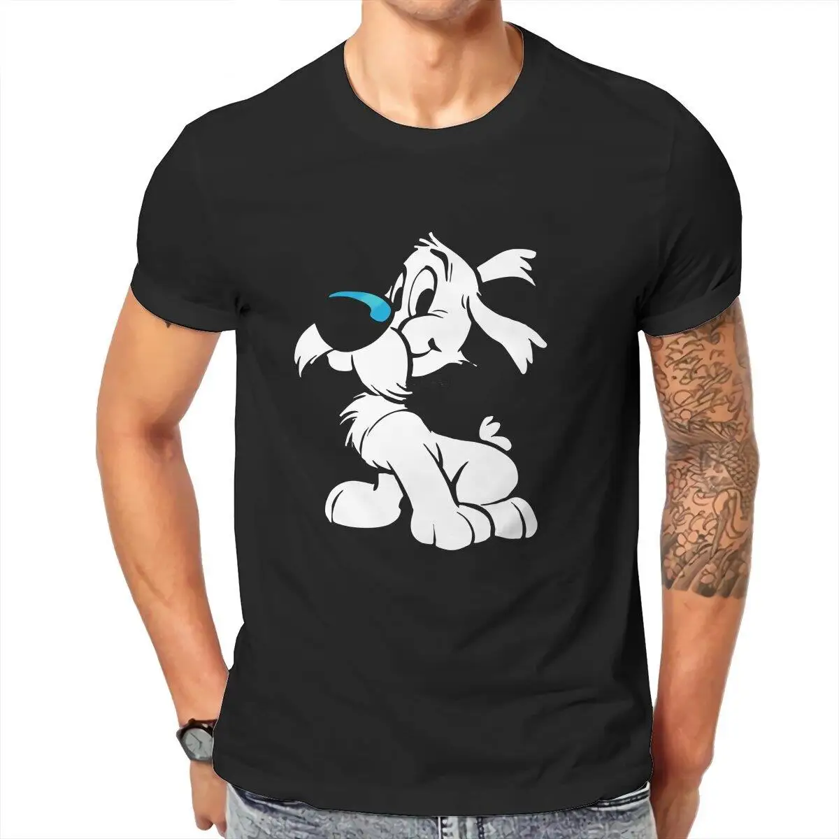 

Men's Asterix And Obelix T Shirts Dogmatix Idefix Ideafix Dog Cotton Clothing Leisure Round Collar Tee Shirt 6XL T-Shirts