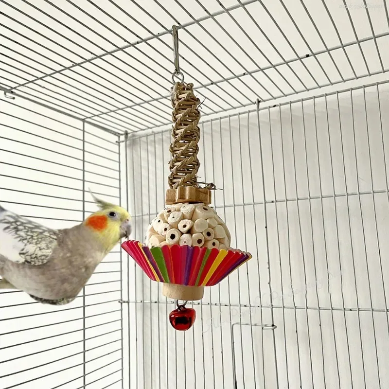 Товары для попугаев игрушки птиц с колокольчиком натуральные деревянные блоки