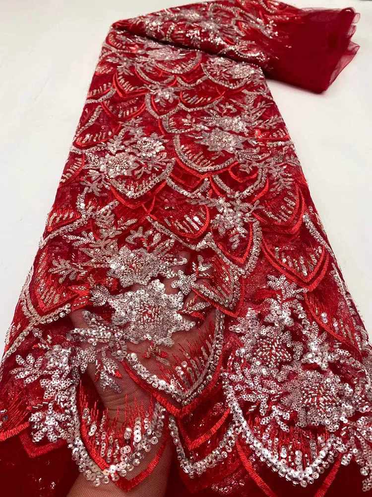 

5 ярдов, фатиновая кружевная ткань с бусинами и блестками для невесты