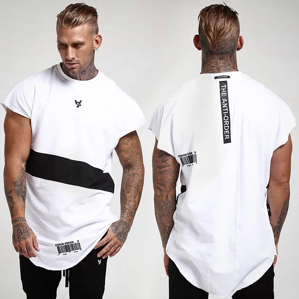 

Richkeda Store New Men Short Sleeve T-shirt Fashion Hip Hop Gyms Singlet Cotton Bodybuilding Men Fitness Round Neck Tshirt