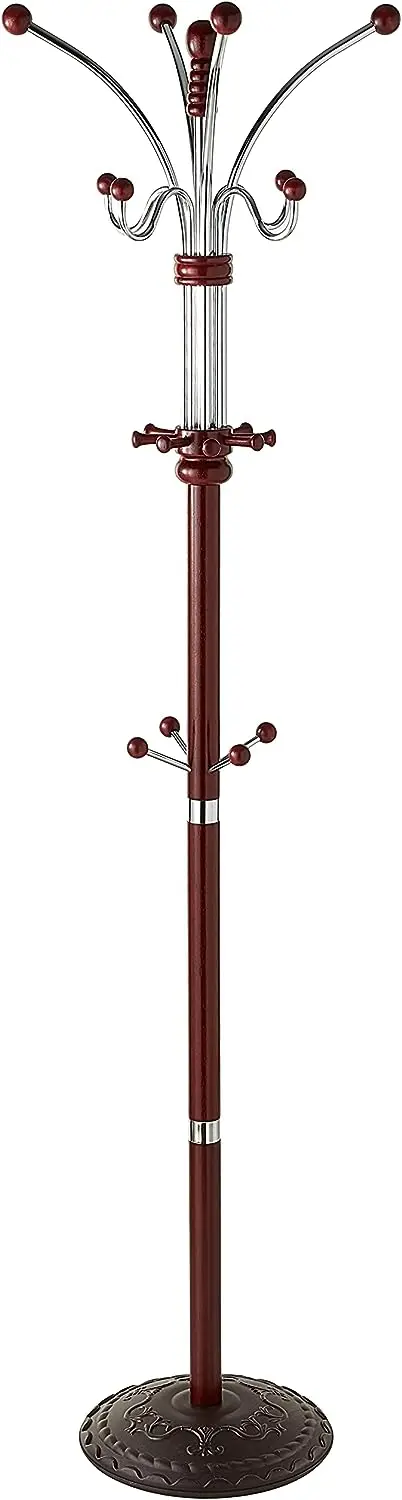 

Six Foot Wood and Chrome Coat Cherry Finish