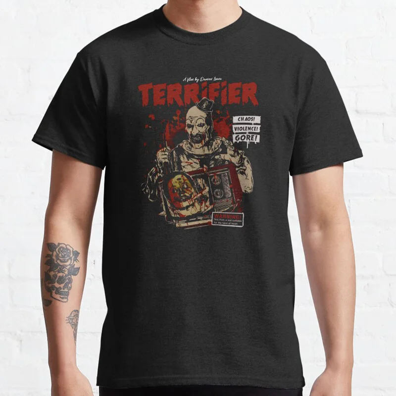 Retro Terrifier Movie Halloween evil Vintage Horror movie The Clown Art Scream film Killer clown printed t shirt