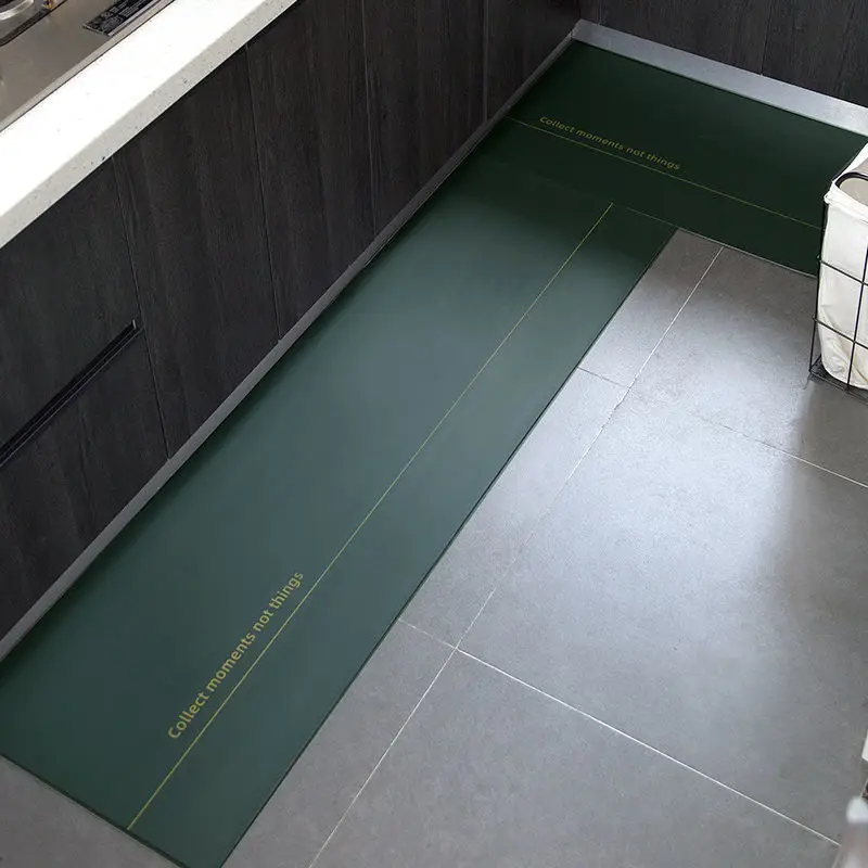 

Green Kitchen Carpets PVC Leather Floor Mats Large Floor Carpets Doormats Bedroom Tatami Waterproof Oilproof Kitchen Rugs Tapis