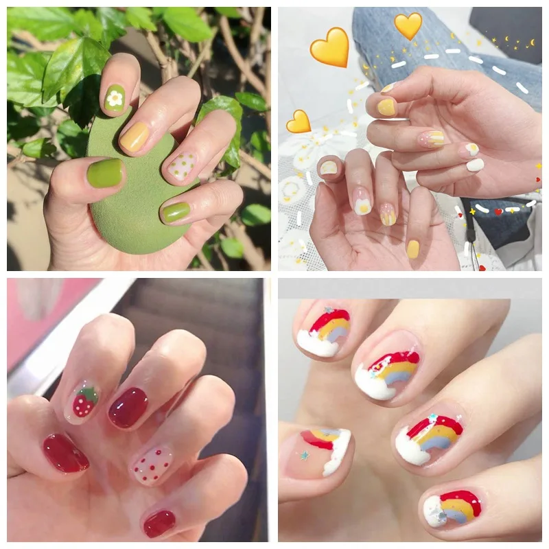 

New Style Nail Stickers Wave Point Small Fresh Waterproof Nail Stickers Strawberry Rainbow Nail Stickers 3D Nail Stickers