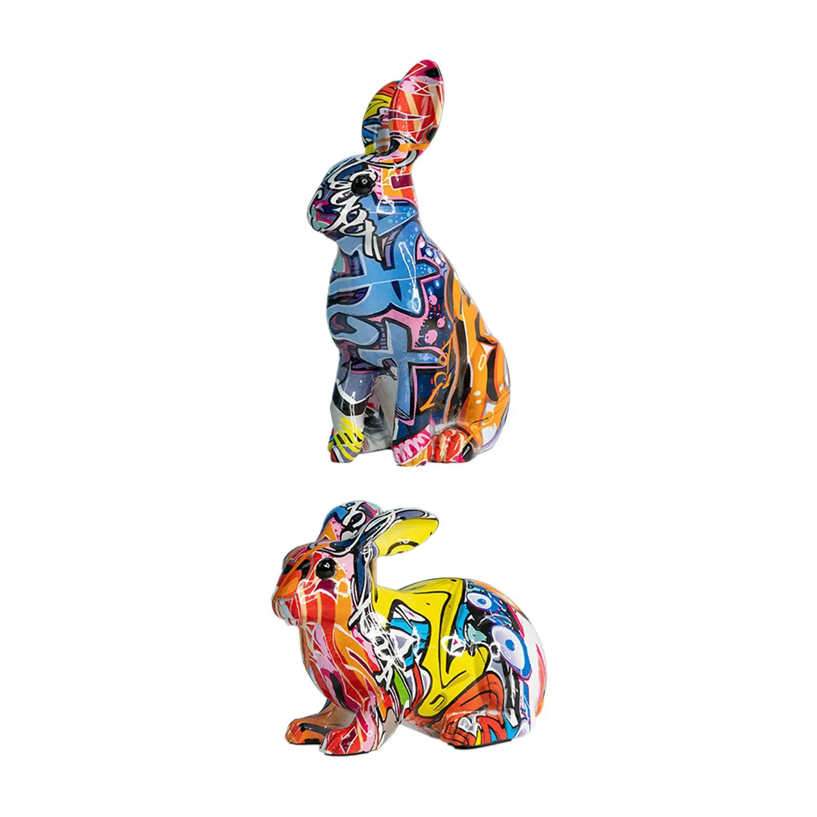 

Multicolor Rabbit Statue Resin Sculptures Figurines for Collection Tabletop Bedroom