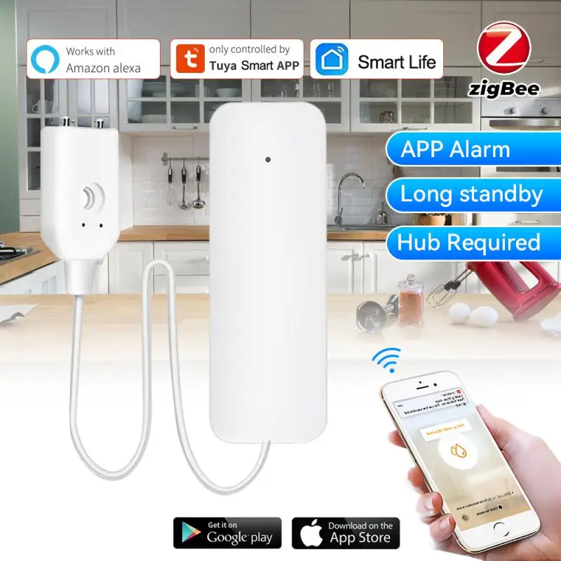 

Датчик утечки воды Tuya Wi-Fi Zigbee, детектор утечки воды для умного дома, работает с Tuya Zigbee Hub Google Home Alexa