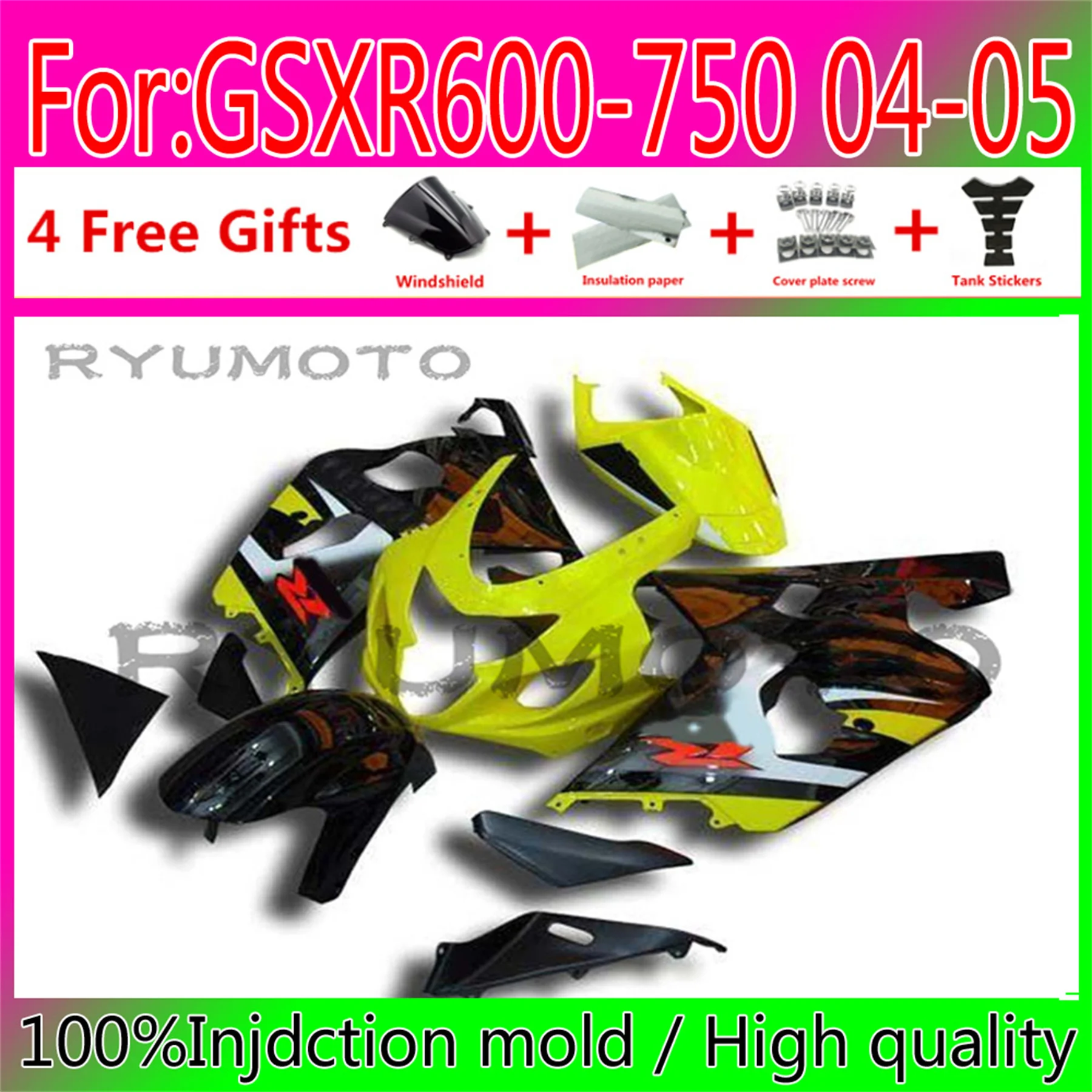 

New ABS Motorcycle Injection Mold Fairing For Suzuki GSXR600 GSXR750 GSXR 600 750 K4 2004 2005 04 05 Fairings