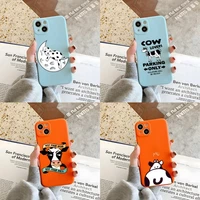 cute animal cows phone case orange and blue for apple iphone 12pro 13 11 pro max mini xs x xr 7 8 6 6s plus se 2020 cover