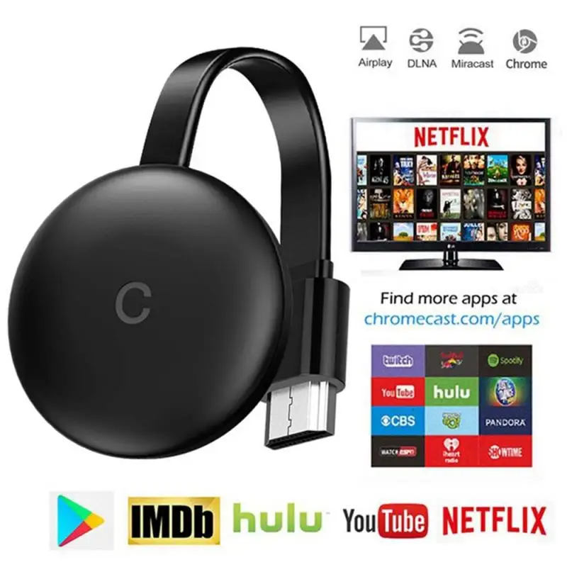 

2023 TV Stick for Chromecast 3 for Netflix YouTube WiFi Display HDMI-compatible wireless Dongle miracast airplay for google home