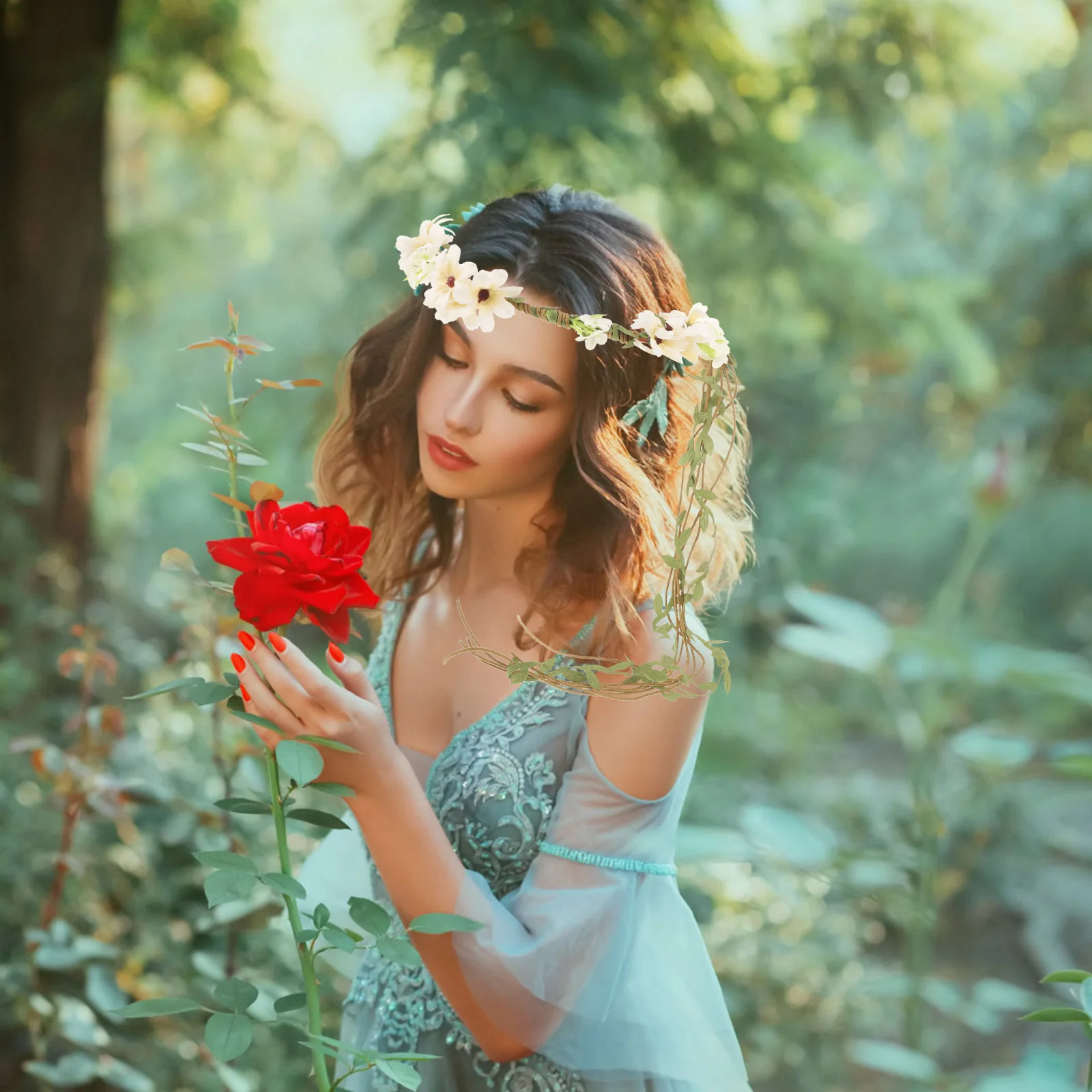 

Flower Headband Wedding Bridal Hair Band Teen Girls Headdress Womens Headpiece for Birthday Beach Party