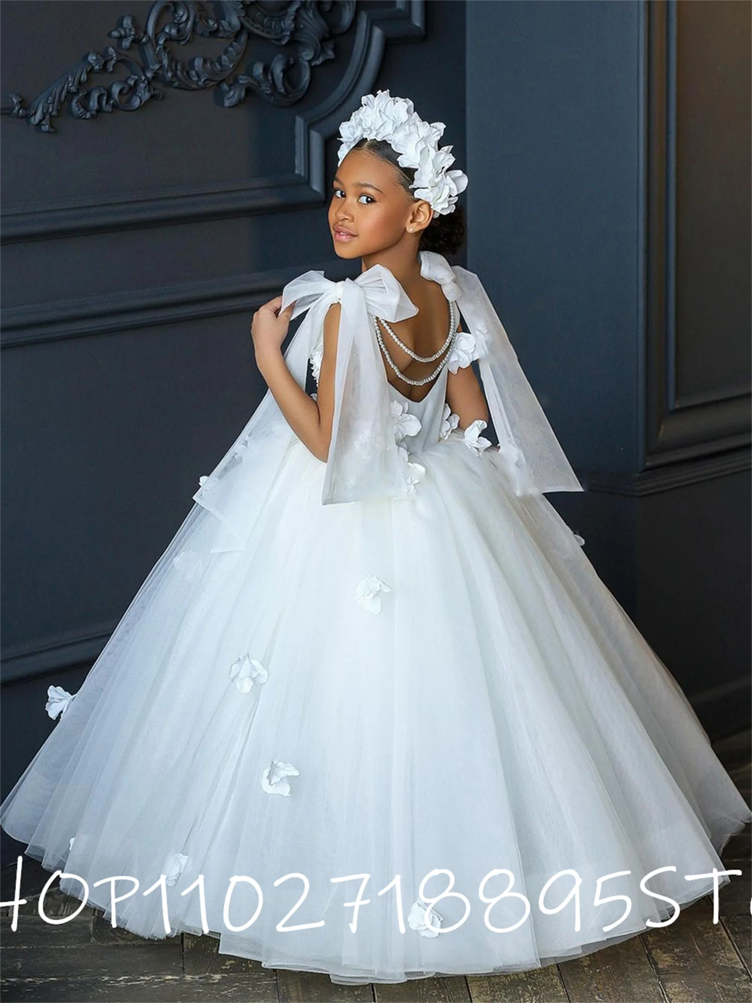 

Блестящее платье с блестками и цветами для девочек, изысканное блестящее платье принцессы длиной до пола со стразами, детское бальное платье на день рождения