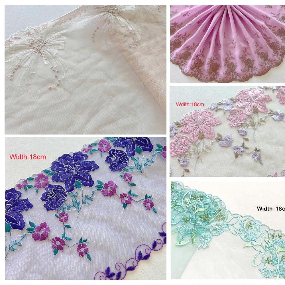 

1 Yard Beautiful Flowers Mesh Lace Trim Doll Clothing Material Handmade DIY Garment Needlework Sewing Accessories H09