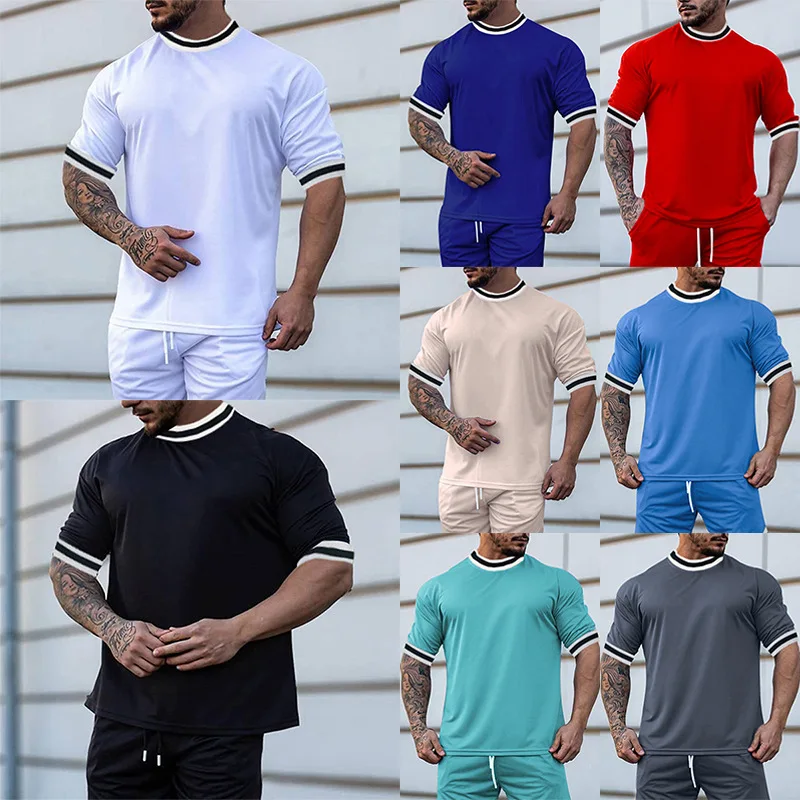 

Summer New Mens T Shirts Casual Loose Clothes Vintage Short Sleeves Fashion Sportwear Solid O Collared Tshirt For Man