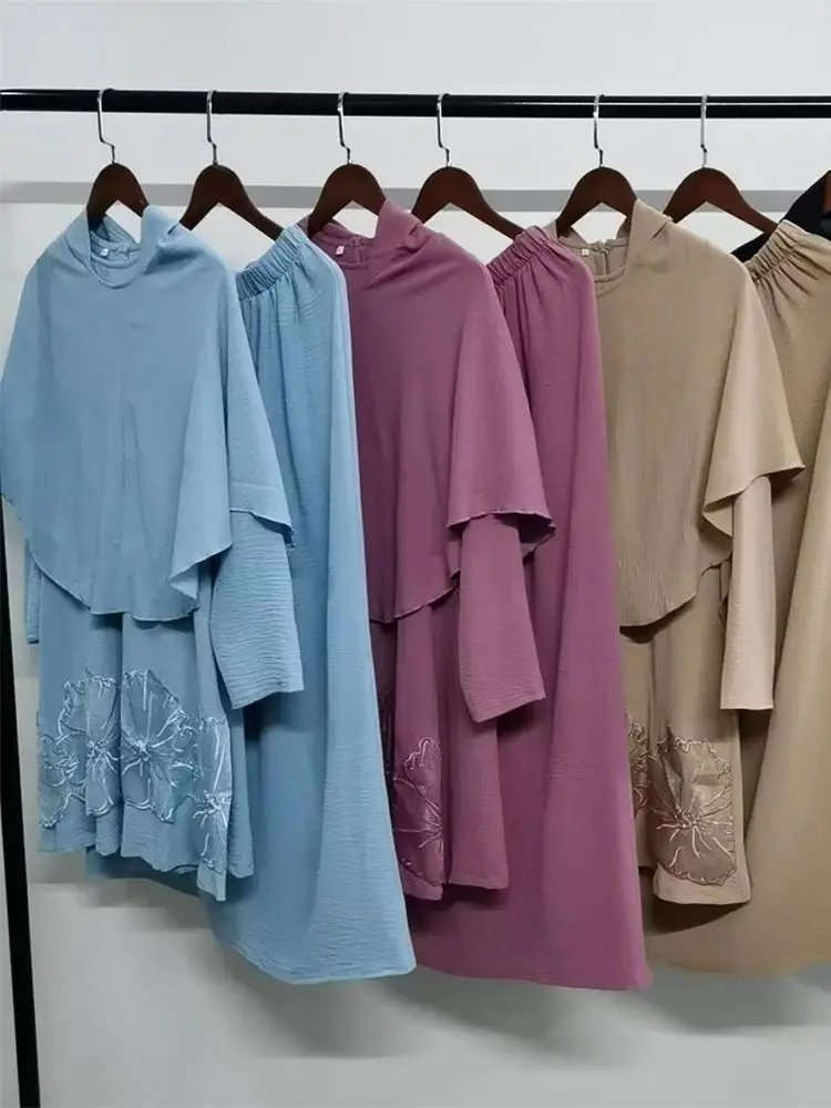 Рамадан однотонный комплект из трех предметов Абая топы юбка скромные