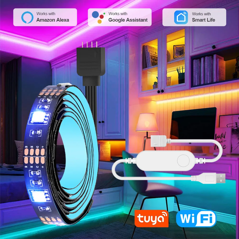 

Светодиодная лента, гибкая светодиодная лента с поддержкой USB, Wi-Fi, RGB, 5 В