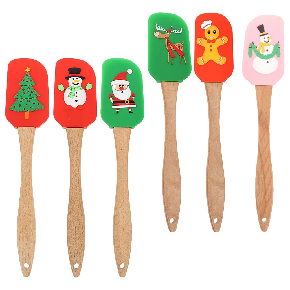 

6 Pcs Tool Small Tool Cake Scraper Xmas Applicator Christmas Wood