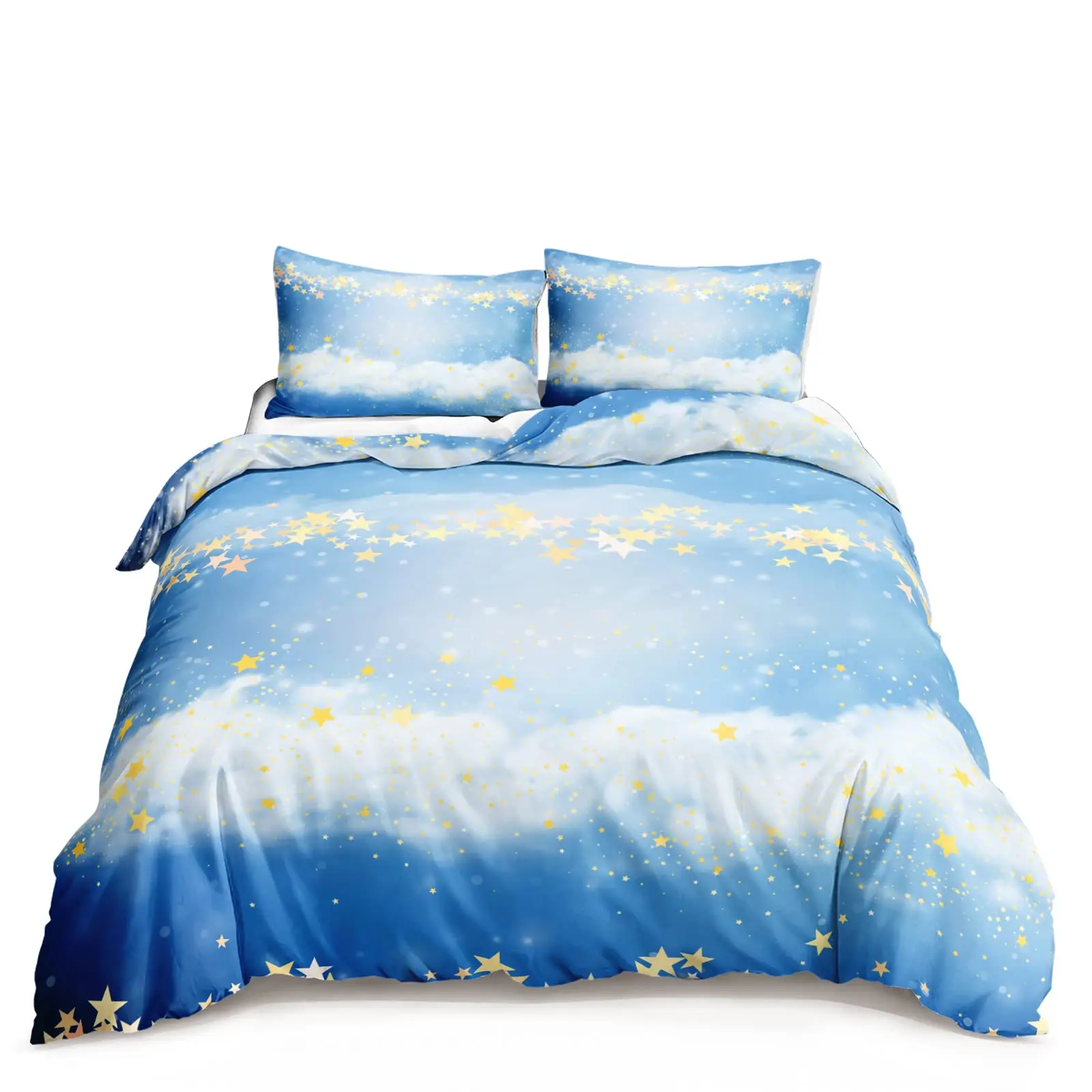 

Kawaii Moon Starry Night Sky Duvet Cover Set Blue Pink Purple Star Galaxy Bedding Sets Full Size for Boys Girls Comforter Cover