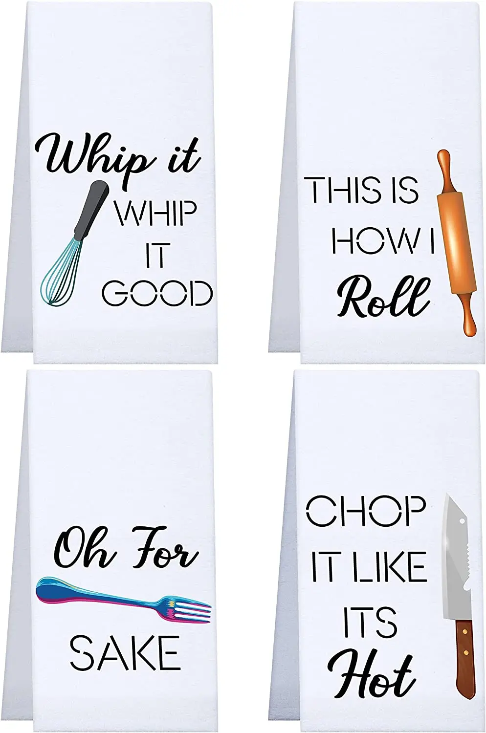 

4 Pieces Funny Kitchen Towels Dish Towels with Funny Saying Cute Decorative Dishcloths Sets Fun Dish Towels for Housewarming