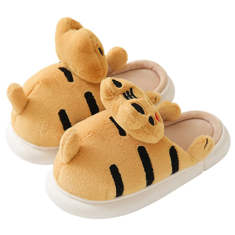 Cuddly Hug Tiger Slipper for Women Winter Plush Warm Female Home Fuzzy Shoes Slides Cute Cuddle Cat Woman House Cotton Slippers