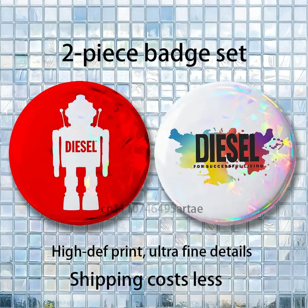 Фото Набор из 2 эмалевых значков B-Brand D-Diesel: Эстетичные круглые броши, модные сувениры, коллекционные товары, декор для одежды №5