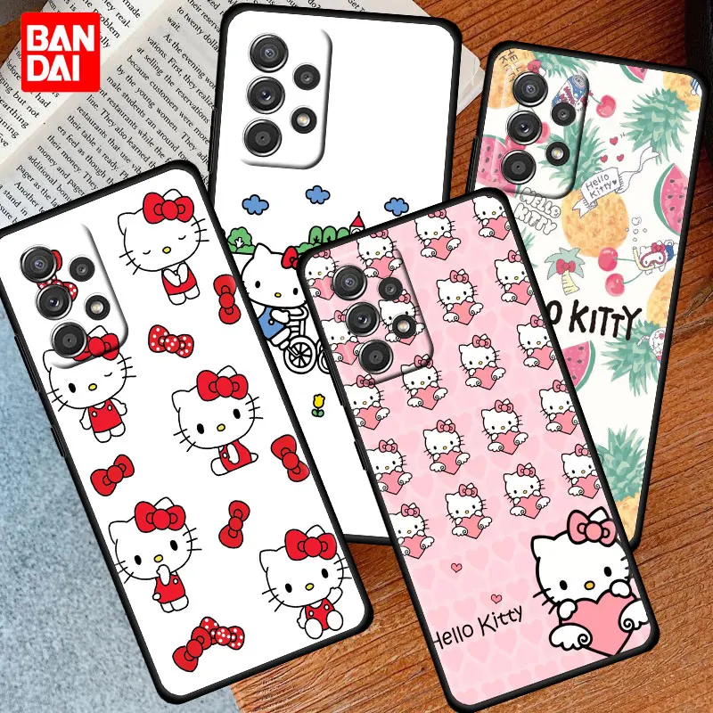 

Hello Kitty Cartoon Case for Samsung Galaxy A03 A13 A31 A50 A51 A52 A30 A70 A71 A32 Note 20 Ultra 5G Silicone Black Cover Capa