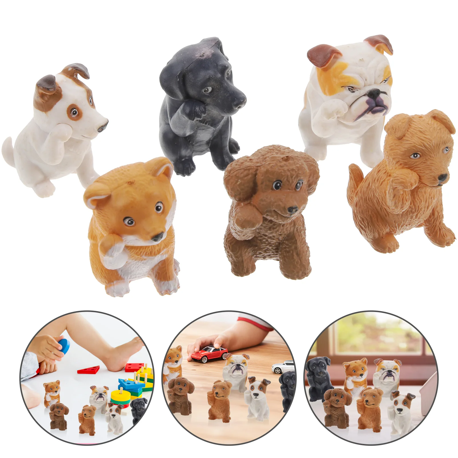 

6pcs Small Dog Craft Ornament Puppy Model Cartoon Dog Figurine Decorative Small Puppy Craft