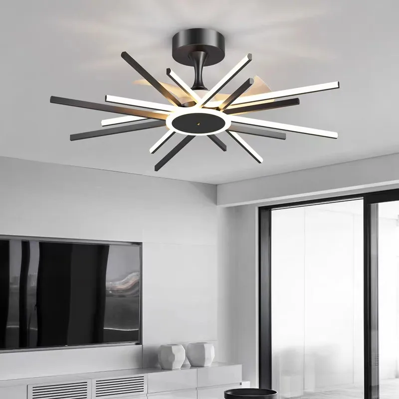 Потолочный вентилятор в скандинавском стиле с подсветкой украшение для гостиной