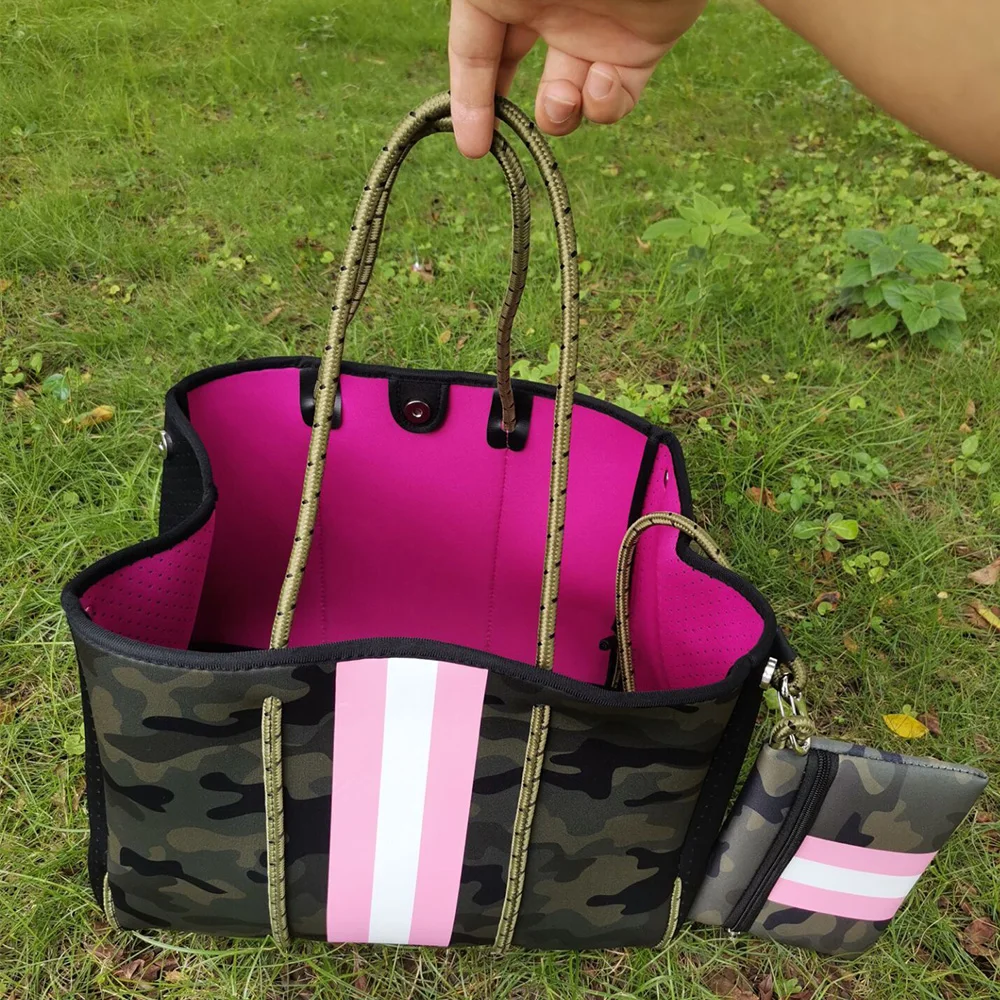 Neoprene Shoulder Tote Bags Women Luxury Designer Leopard Waterproof Composite Bag Large Capacity Summer Vacation Beach Bag