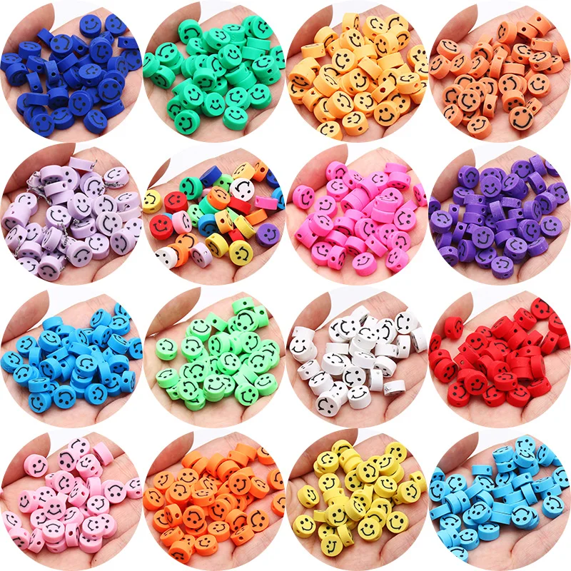

20-100pcs Round Mixed Polymer Clay Beads Smile Clay Spacer Beads For Jewelry Making Bracelet Necklace DIY Handmade Accessories