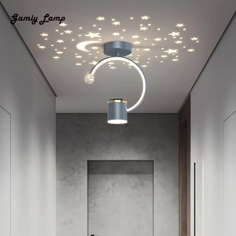 

Modern LED Ceiling Lights Aisle Corridor Round Minimalist Indoor Decor Room Star Moon Effect Crystal Hall Indoor Decora Fixtures