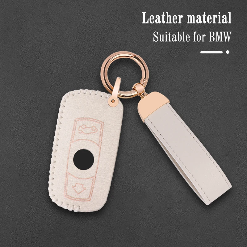 

Leather Car Remote Key Case Cover Protector Shell for BMW E90 E60 E61 E70 E87 E91 E92 1 3 5 6 Series M3 M5 X1 X5 X6 Z4 Keychain