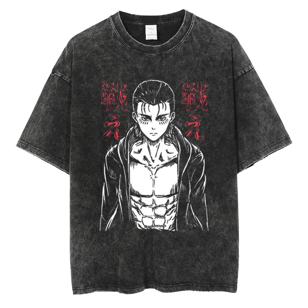 Harajuku Anime Attack On Titan Levi Ackerman Print Tee Men Women Comfortable T-shirts Casual Loose T Shirt Male Cotton Tshirt