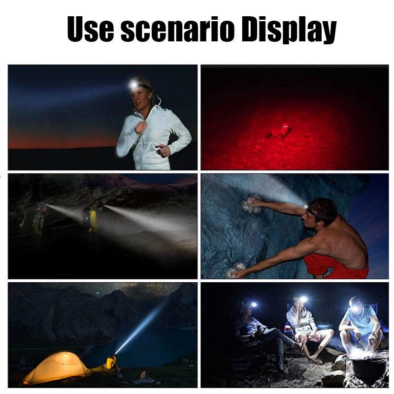 Портативный Мощный COB USB Перезаряжаемый Налобный Фонарь Со Встроенной Батареей
