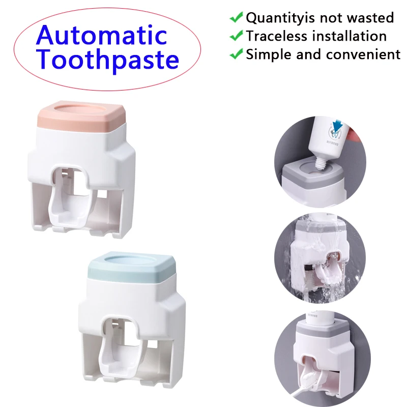 

1pc Automatic Toothbrush Dispenser Wall Mount Toothpaste Holder Non-perforated Squeezer for Family Bathroom Accessories Gadgets