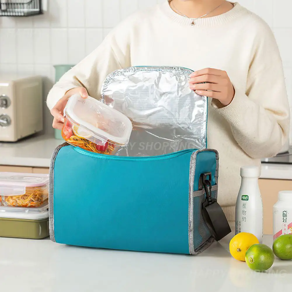 

Bento Bags Large Capacity Aluminum Membrane Waterproof Portable One Shoulder Kitchen Gadgets Picnic Bag 2023 Detachable Meal Bag