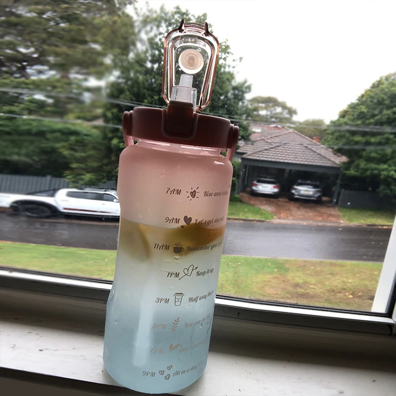 Бутылка для воды с соломинкой 2-литровая бутылка питья девочек бесплатная